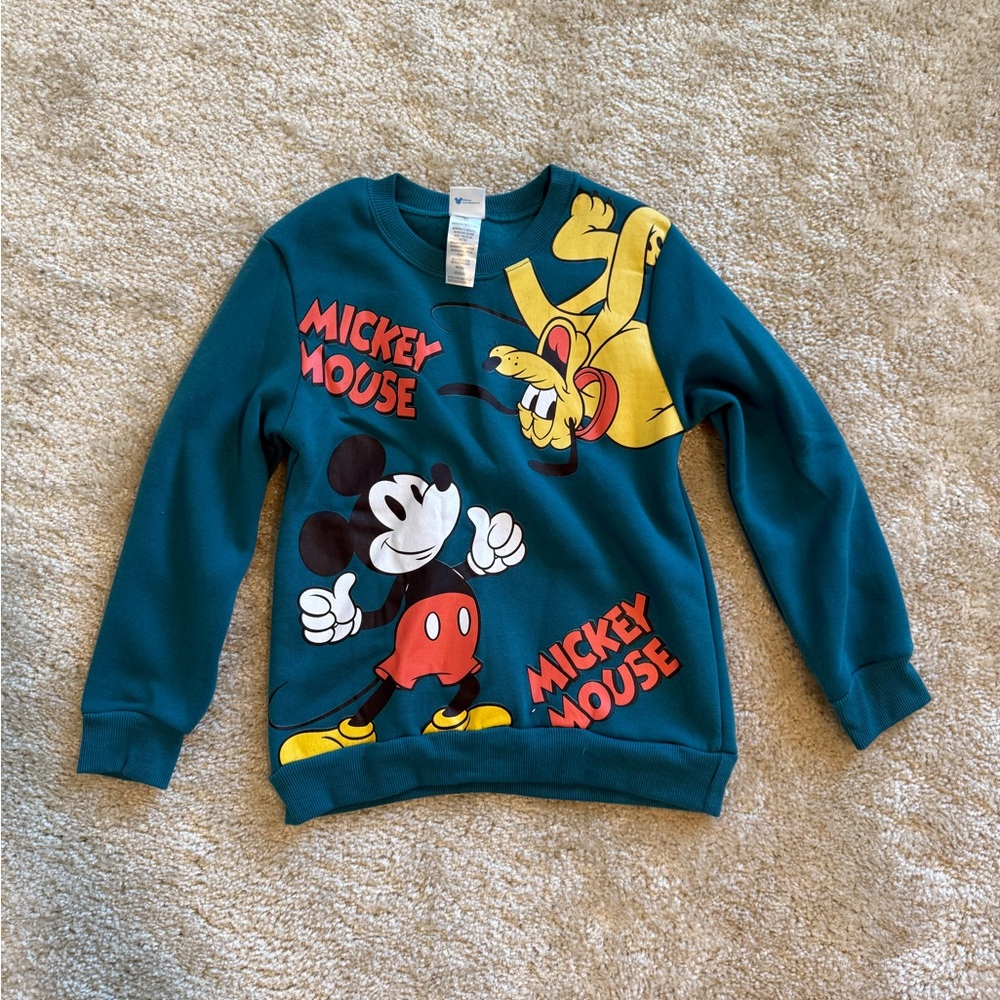 Disney Teal Sweatshirt with Mickey and Pluto